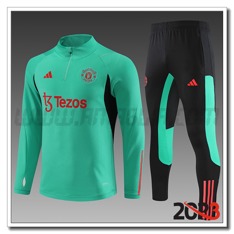 Tuta Allenamento Manchester United Bambino Verde 2023 2024