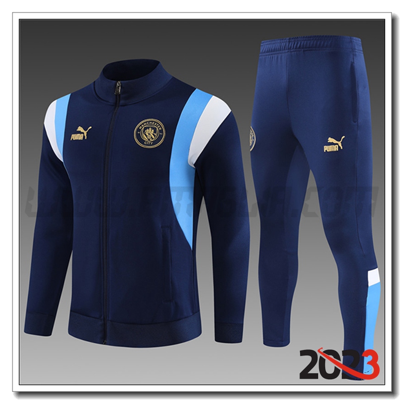 Tuta Allenamento Giacca Manchester City Bambino Blu Marina 2023 2024