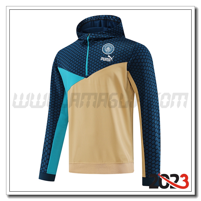 Felpa Allenamento Cappuccio Manchester City Marrone 2023 2024