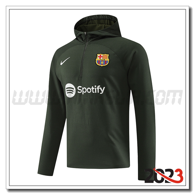 Felpa Allenamento Cappuccio FC Barcellona Verde 2023 2024