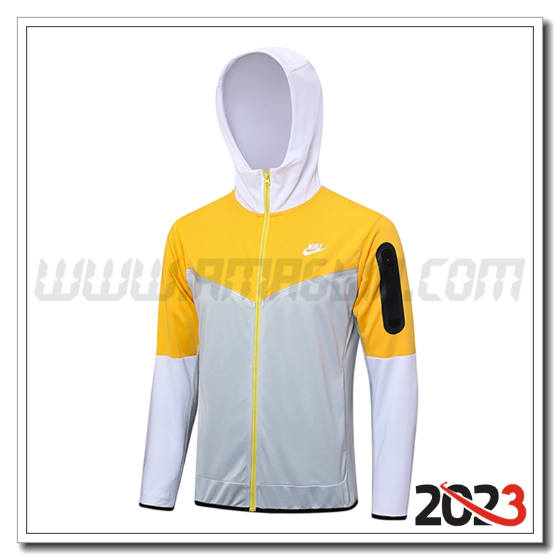 Giacca Con Cappuccio Nike Grigio/Giallo 2023 2024