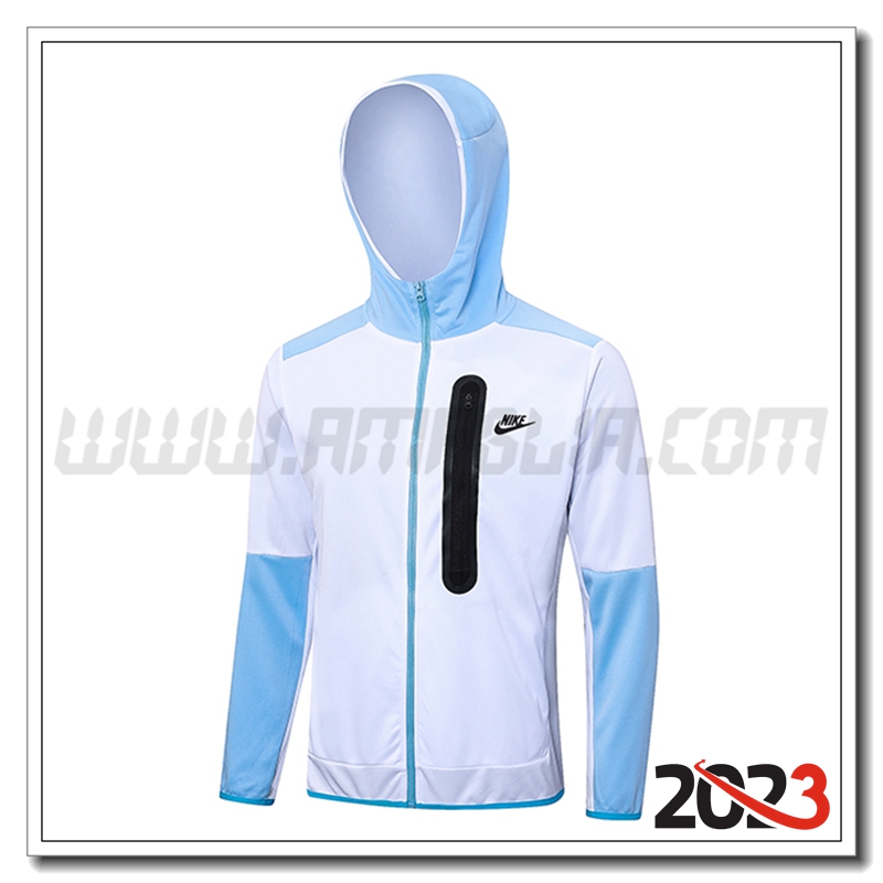 Giacca Con Cappuccio Nike Bianco/Blu 2023 2024