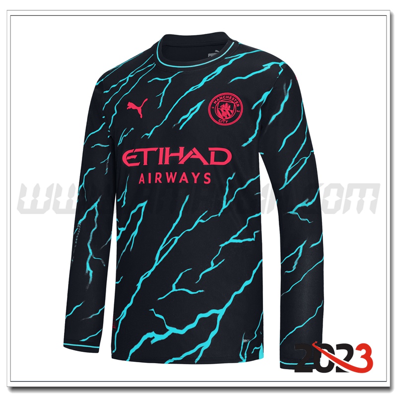 Terza Maglia Calcio Manchester City Manica lunga 2023 2024