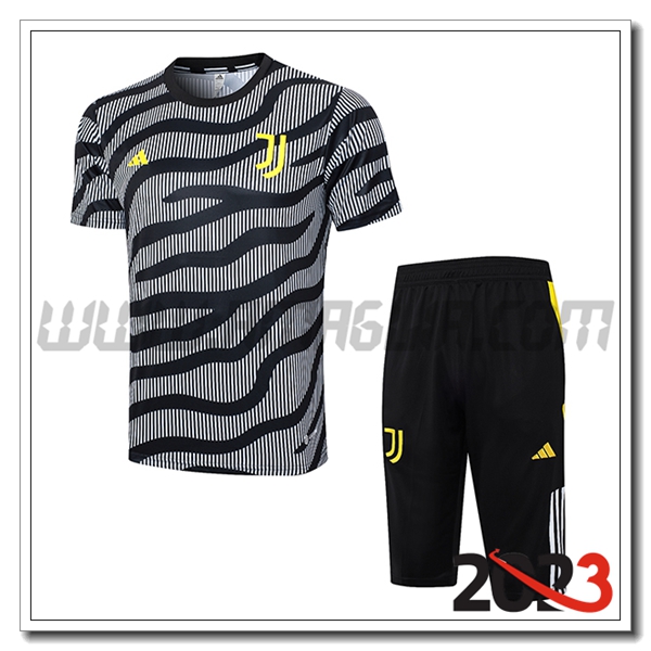 Kit Maglia Allenamento + Pantaloncini Juventus Nero/Grigio 2023 2024