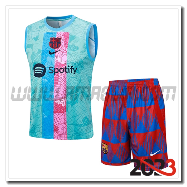 Kit Canotta Allenamento + Pantaloncini FC Barcellona Verde/Rosa 2023 2024