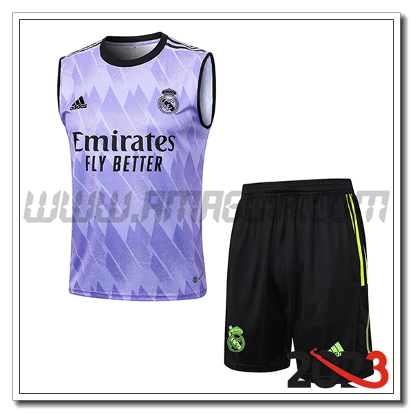 Kit Canotta Allenamento + Pantaloncini Real Madrid viola 2023 2024 -03