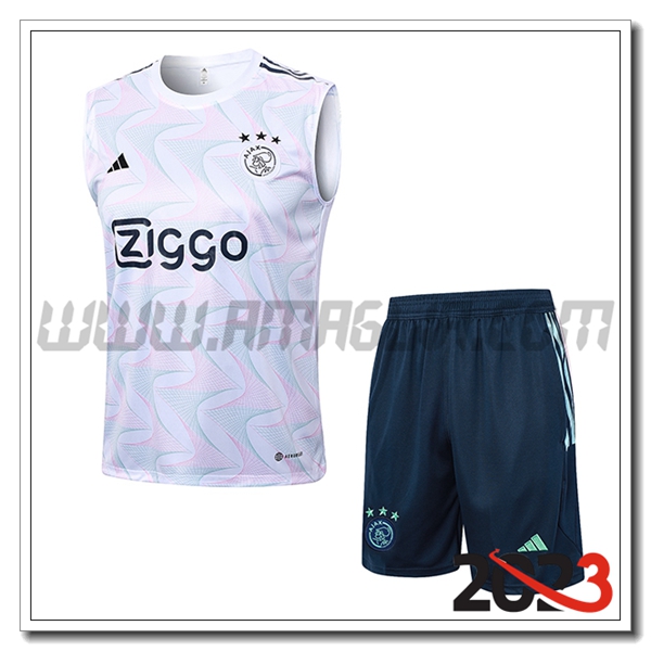 Kit Canotta Allenamento + Pantaloncini Ajax Bianco 2023 2024