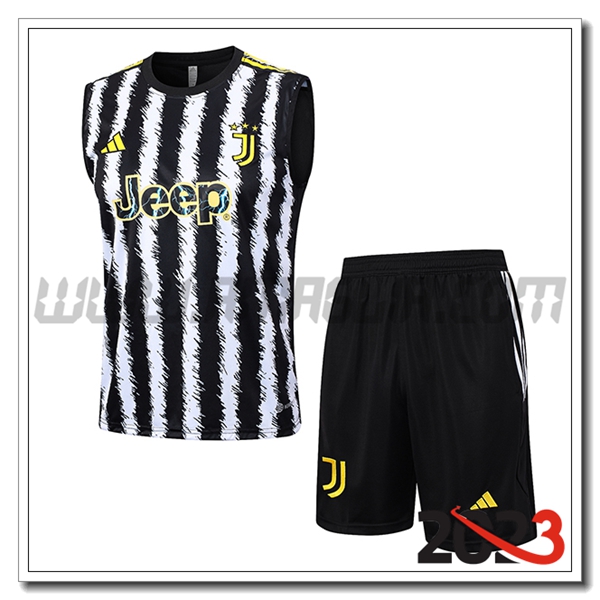 Kit Canotta Allenamento + Pantaloncini Juventus Nero/Bianco 2023 2024 -03