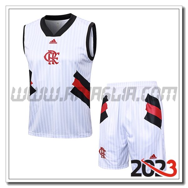 Kit Canotta Allenamento + Pantaloncini Flamengo Bianco 2023 2024 -03