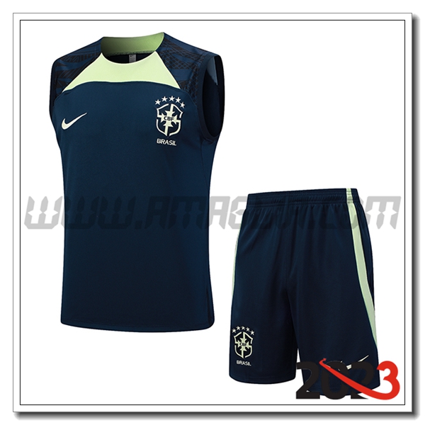 Kit Canotta Allenamento + Pantaloncini Brasile blu marina 2023 2024