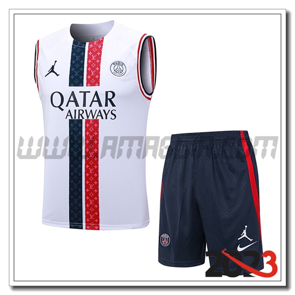 Kit Canotta Allenamento + Pantaloncini PSG Bianco 2023 2024