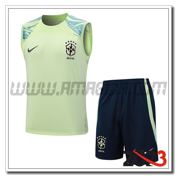 Kit Canotta Allenamento + Pantaloncini Brasile Verde 2023 2024