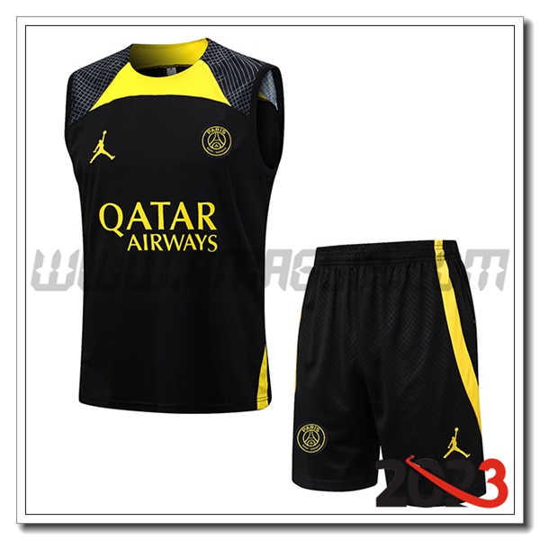Kit Canotta Allenamento + Pantaloncini PSG Nero 2023 2024