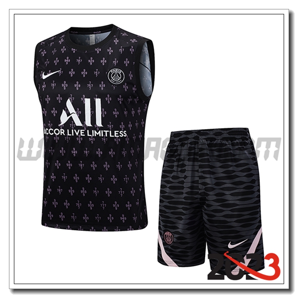 Kit Canotta Allenamento + Pantaloncini PSG Nero 2023 2024 -02