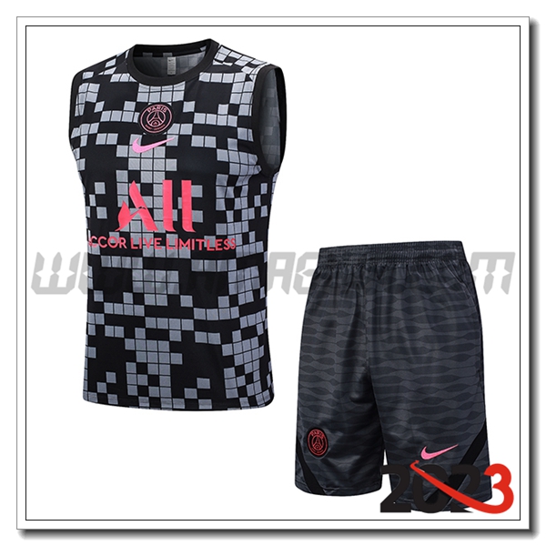 Kit Canotta Allenamento + Pantaloncini FC Barcellona Nero/Grigio 2023 2024