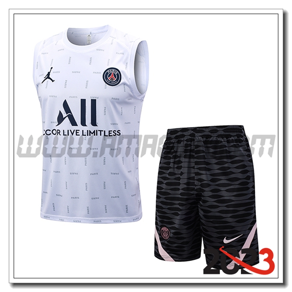 Kit Canotta Allenamento + Pantaloncini PSG Bianco 2023 2024 -02