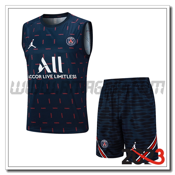 Kit Canotta Allenamento + Pantaloncini PSG blu marina 2023 2024 -03
