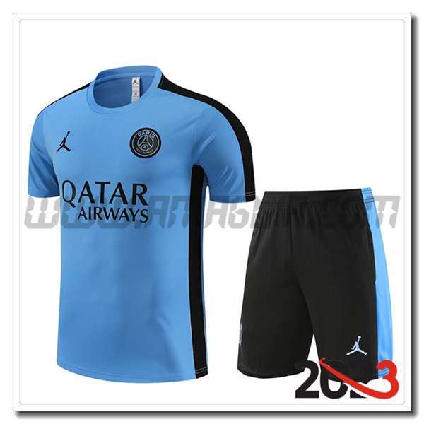 Kit Maglia Allenamento + Pantaloncini Jordan PSG Azzurro 2023 2024