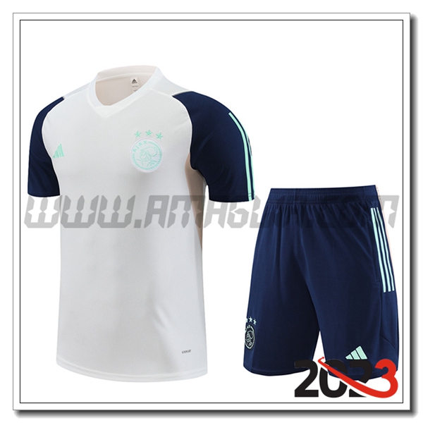 Kit Maglia Allenamento + Pantaloncini Ajax Bianco 2023 2024 -02