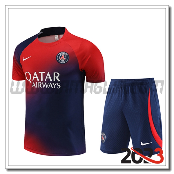 Kit Maglia Allenamento + Pantaloncini PSG Rosso/Blu 2023 2024 -02