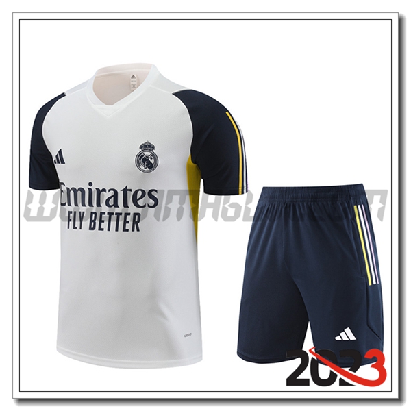 Kit Maglia Allenamento + Pantaloncini Real Madrid Bianco 2023 2024 -07