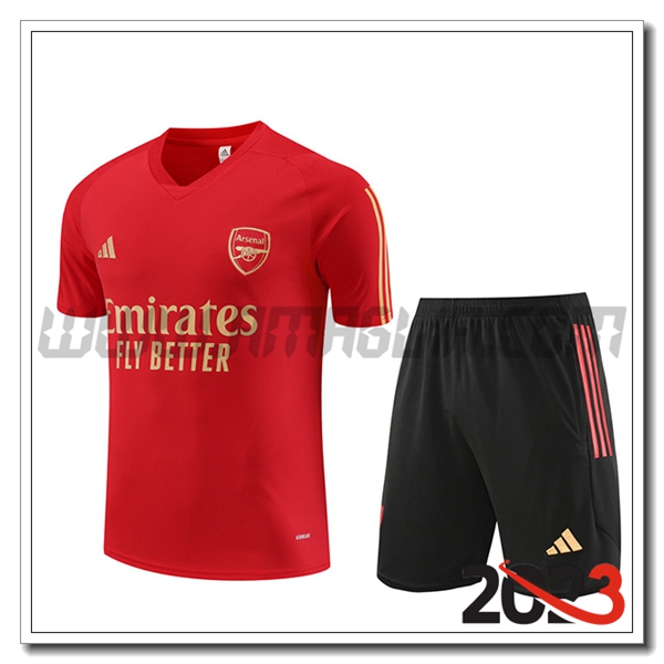 Kit Maglia Allenamento + Pantaloncini Arsenal Rosso 2023 2024 -03