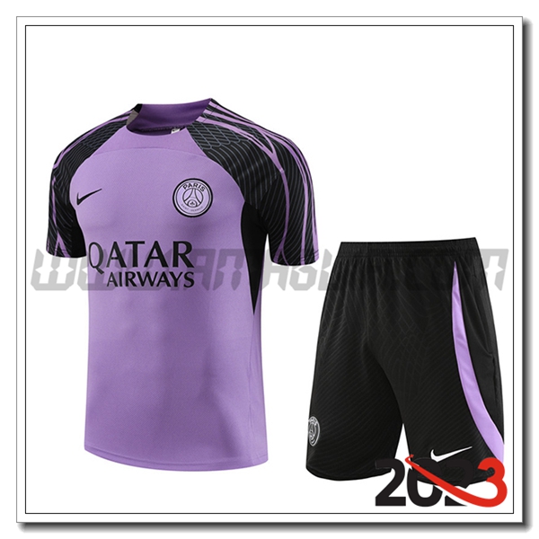 Kit Maglia Allenamento + Pantaloncini PSG viola 2023 2024