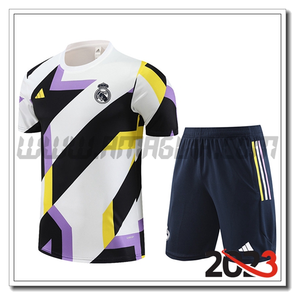 Kit Maglia Allenamento + Pantaloncini Real Madrid Nero/Bianco 2023 2024