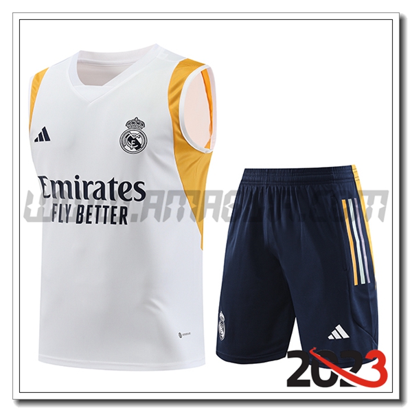Kit Canotta Allenamento + Pantaloncini Real Madrid Bianco 2023 2024 -04