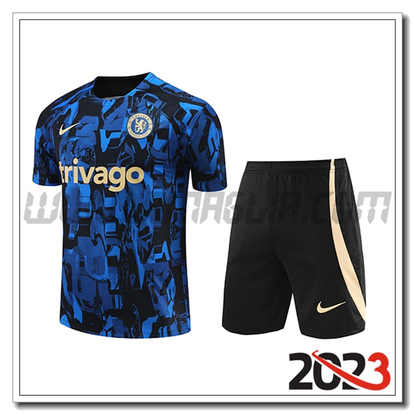 Kit Maglia Allenamento + Pantaloncini FC Chelsea Blu 2023 2024