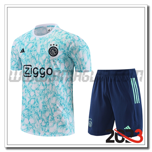 Kit Maglia Allenamento + Pantaloncini Ajax Azzurro 2023 2024 -02