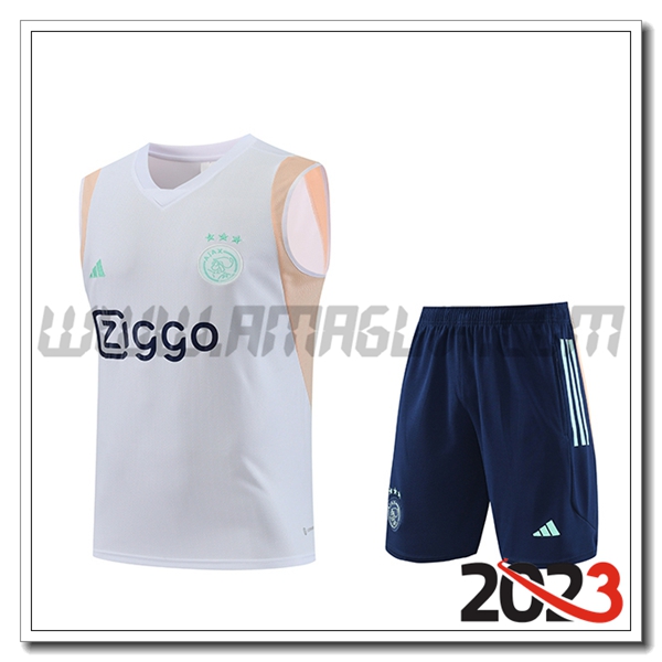 Kit Canotta Allenamento + Pantaloncini Ajax Bianco 2023 2024 -02