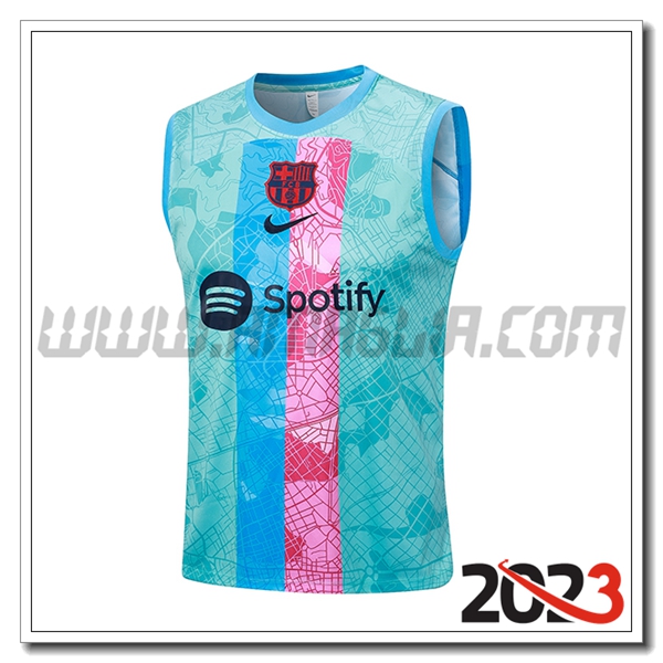 Canotta Allenamento FC Barcellona Verde/Rosa 2023 2024