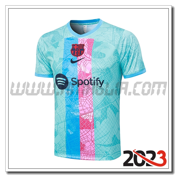 T Shirt Allenamento FC Barcellona Verde/Rosa 2023 2024