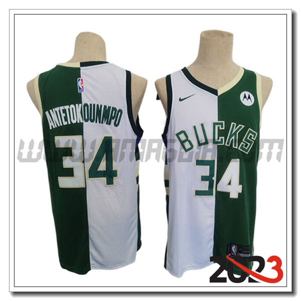 Maglia Milwaukee Bucks (ANTETOKOUNMPO #34) 2023/24 Bianco/Verde