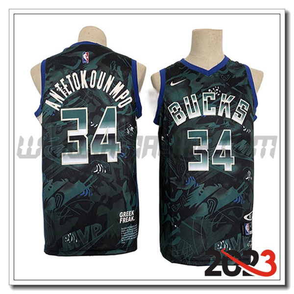 Maglia Milwaukee Bucks (ANTETOKOUNMPO #34) 2023/24 Verde -02