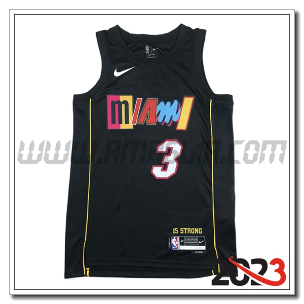 Maglia Miami Heat (WADE #3) 2023/24 Nero -05