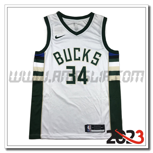 Maglia Milwaukee Bucks (ANTETOKOUNMPO #34) 2023/24 Bianco