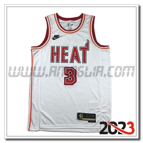 Maglia Miami Heat (WADE #3) 2023/24 Bianco -04