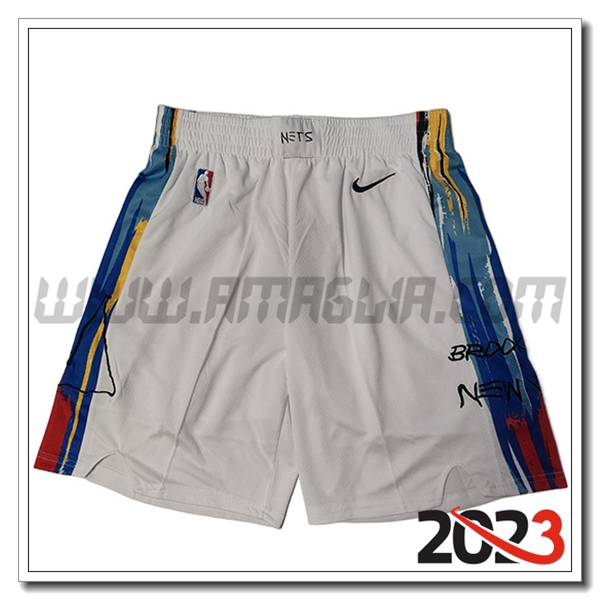 Pantaloncini NBA Brooklyn Nets 2023/24 Bianco