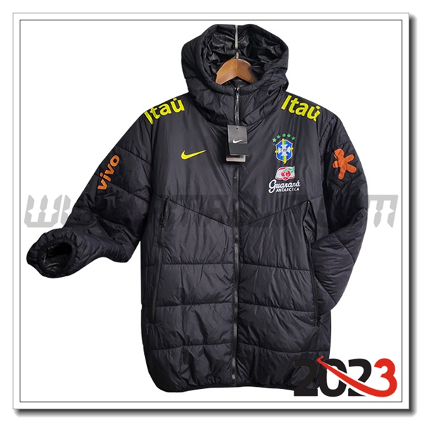 Nuova Piumino Con Cappuccio Brasile Nero 2023 2024