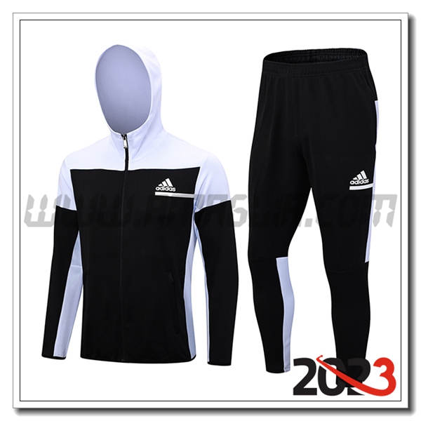Giacca Con Cappuccio Tuta Giacca A Vento Adidas Nero/Bianco 2023 2024