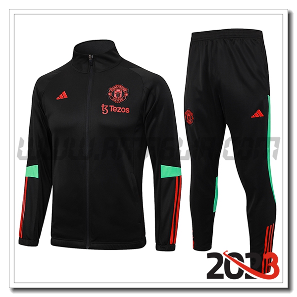 Tuta Allenamento Giacca Manchester United Nero 2023 2024
