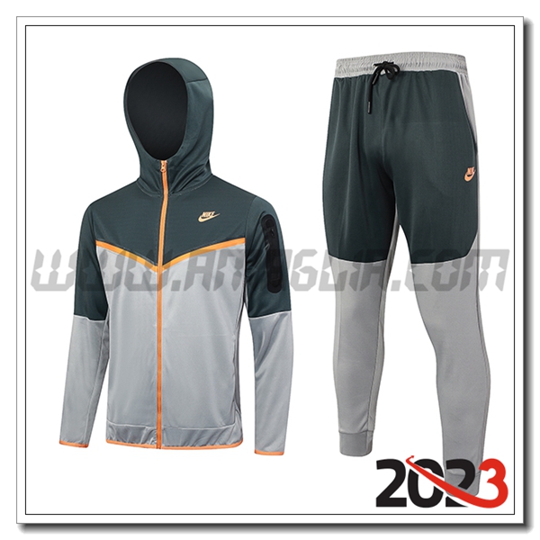 Giacca Con Cappuccio Tuta Giacca A Vento Nike Grigio Chiaro 2023 2024 -02