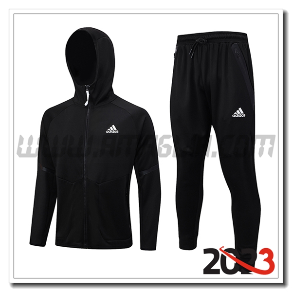 Giacca Con Cappuccio Tuta Giacca A Vento Adidas Nero 2023 2024 -02