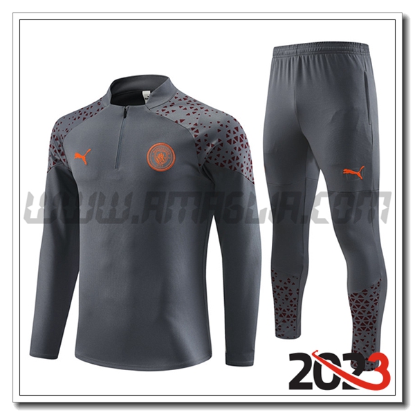 Tuta Allenamento Manchester City Grigio Scuro 2023 2024