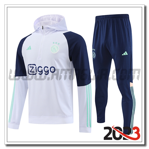 Giacca Con Cappuccio Tuta Ajax Bianco 2023 2024