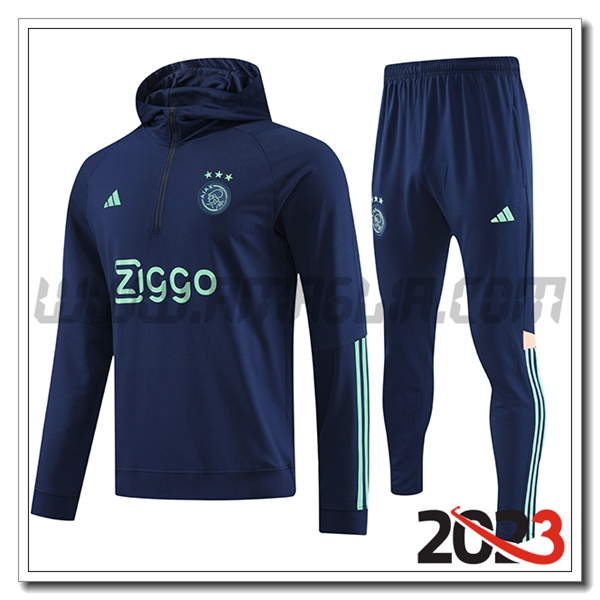 Giacca Con Cappuccio Tuta Ajax blu marina 2023 2024