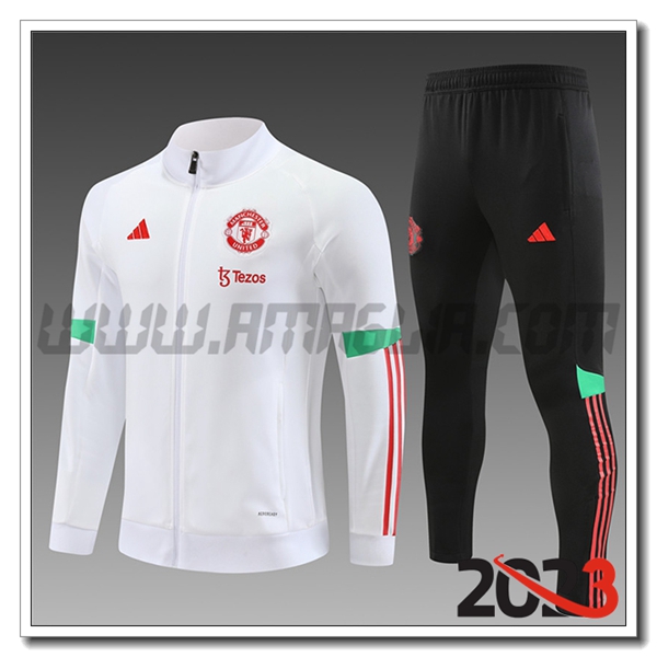 Tuta Allenamento Giacca Manchester United Bambino Bianco 2023 2024