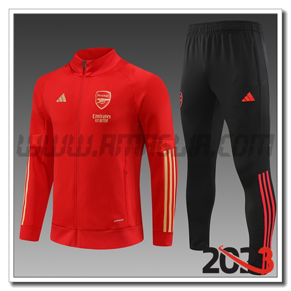 Tuta Allenamento Giacca Arsenal Bambino Rosso 2023 2024
